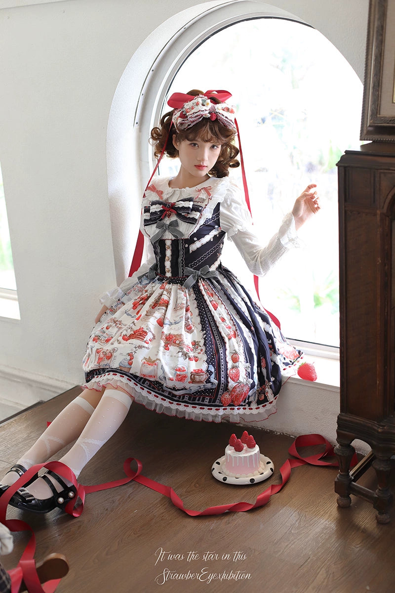 Balladeer - Strawberry Manor - Sweet Lolita JSK Dress, Strawberry Print 43417:798448