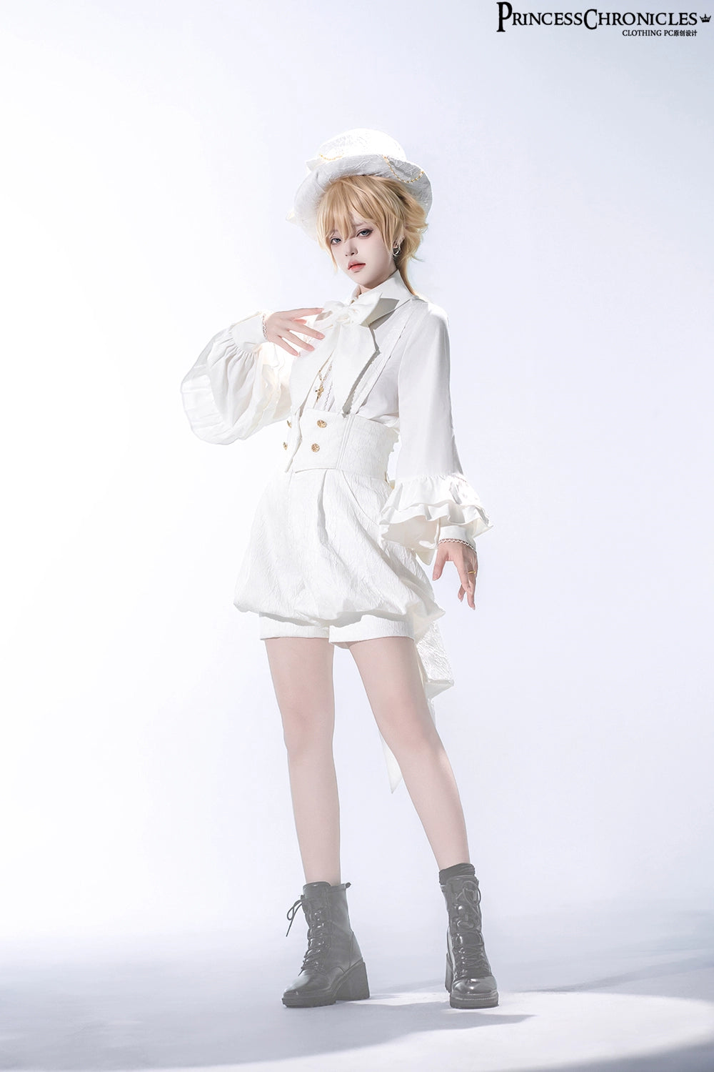 Doll - Ouji Lolita Pink Blouse & White Shorts