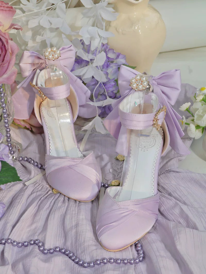 Coronation - Classic Lolita Wine Glass Shaped Heels Shoes, Detachable Bow