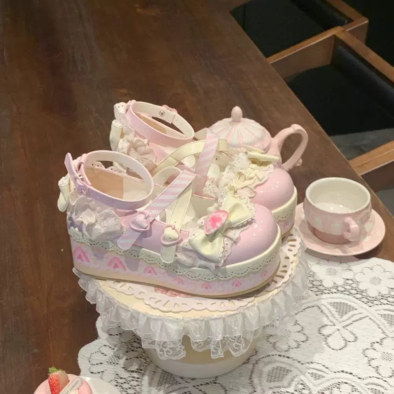 Aimee - Strawberry Limited - Sweet Lolita Platform Shoes Girlish Shoes Pink 34