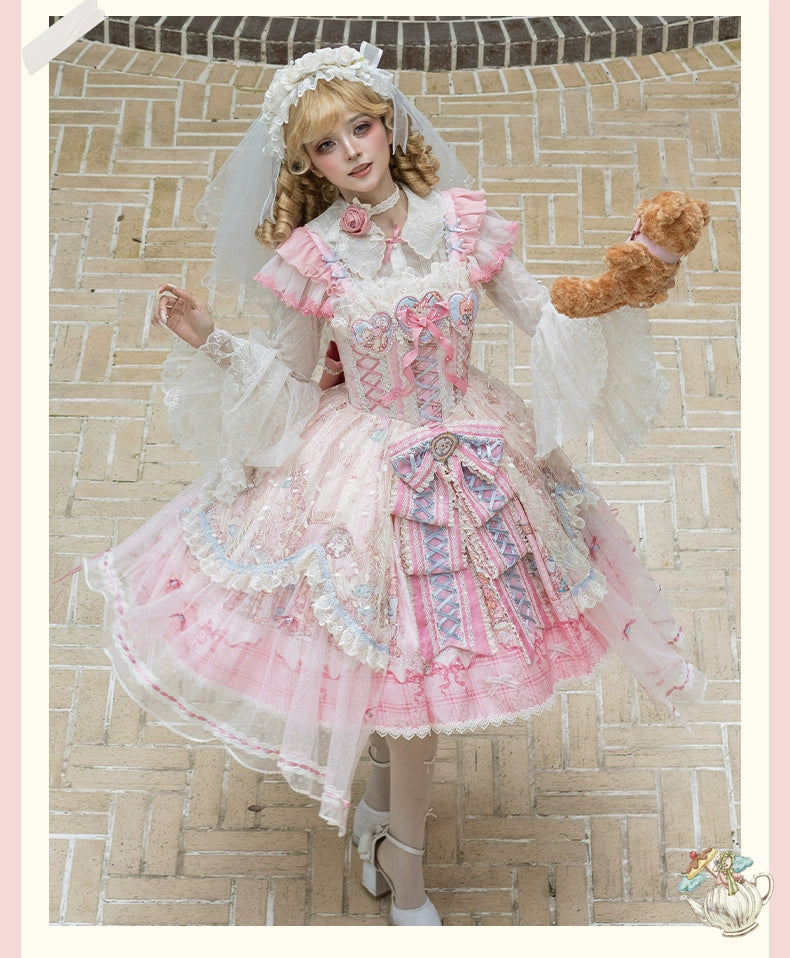 YingLuoFu - Doll Fantasy Box - Sweet Lolita JSK Dress & Tulle Blouse Set 44261:801494