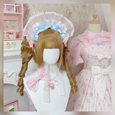 CheeseCat~Sweet Lolita Bonnet Organza Bow Headdress   