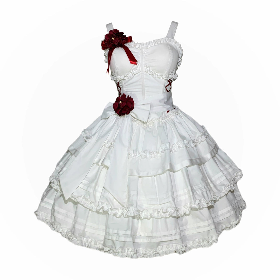 Mengfuzi - LiLith - White Gothic Lolita Dress With Optional Bolero and Sleeves XS White jsk only