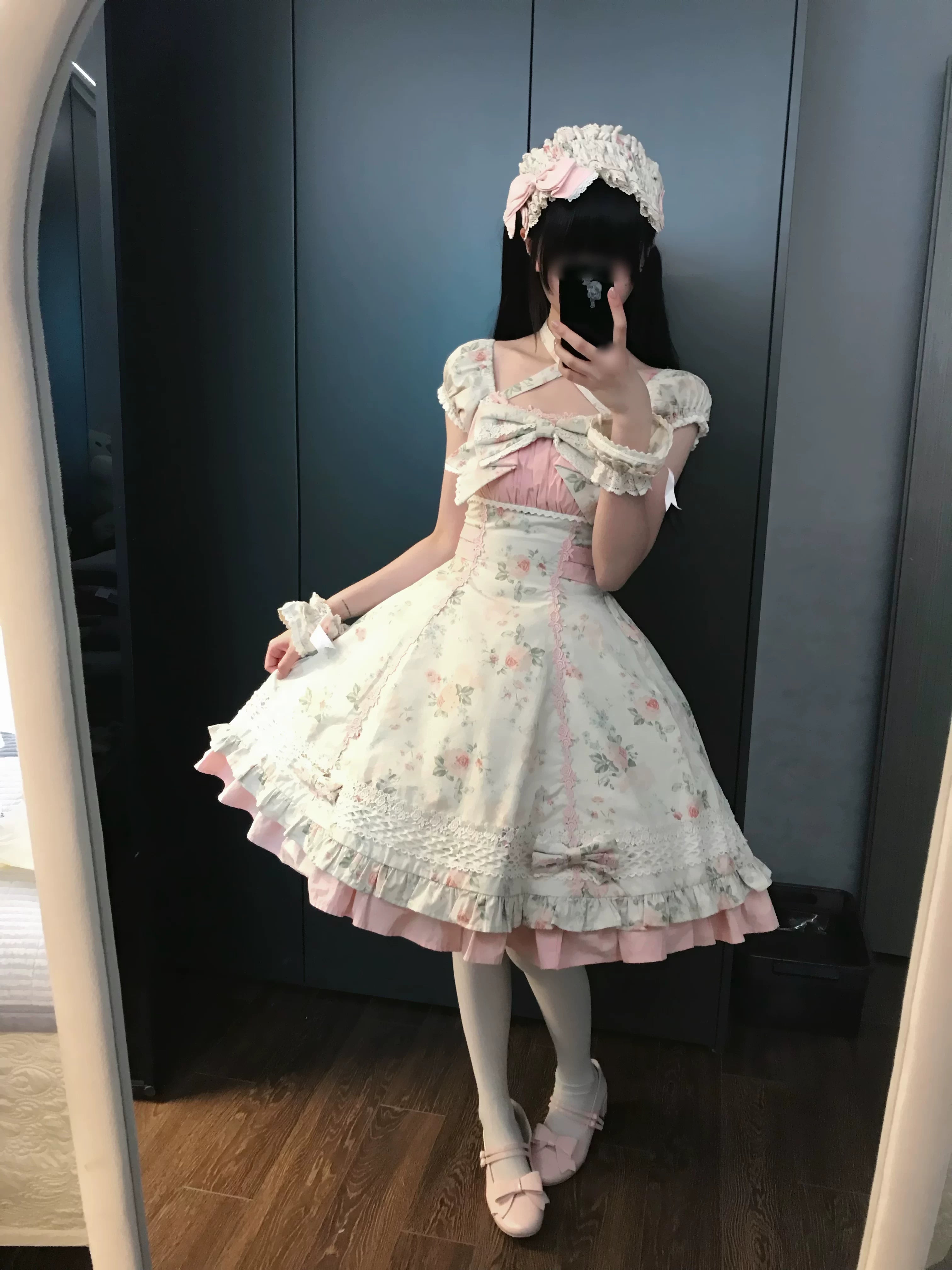 Meet Spring - Floral Printed Old School Lolita OP Dress 44915:827713