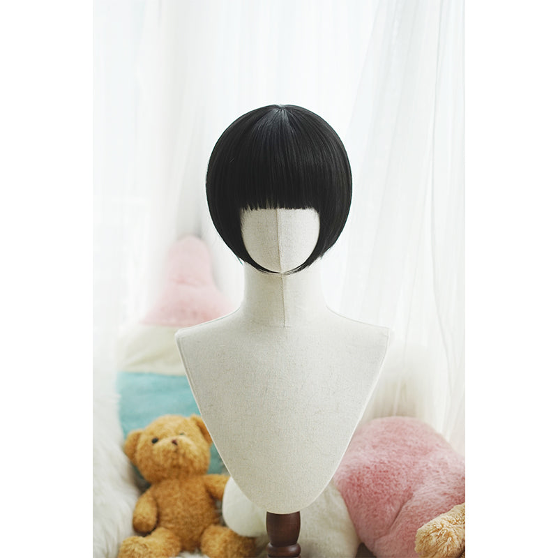 Imperial Tea~Daily Lolita Wigs Roman Roll Wig Natural black straight bob with bangs  