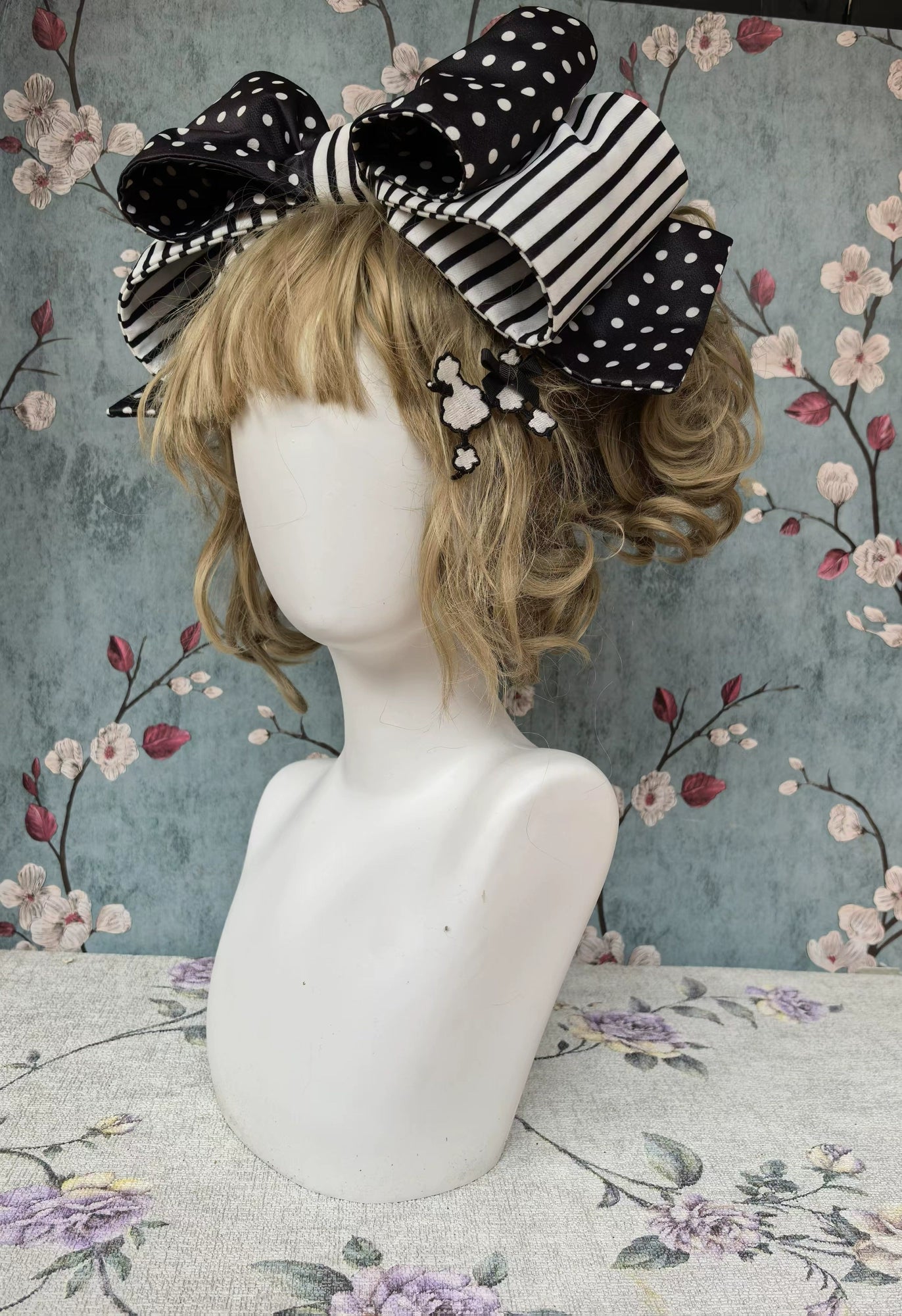 Poodle - Polka Dot Old School Lolita OP Dress, Poodle Embroidery (M) / 2XL L M S XL) 44354:804707