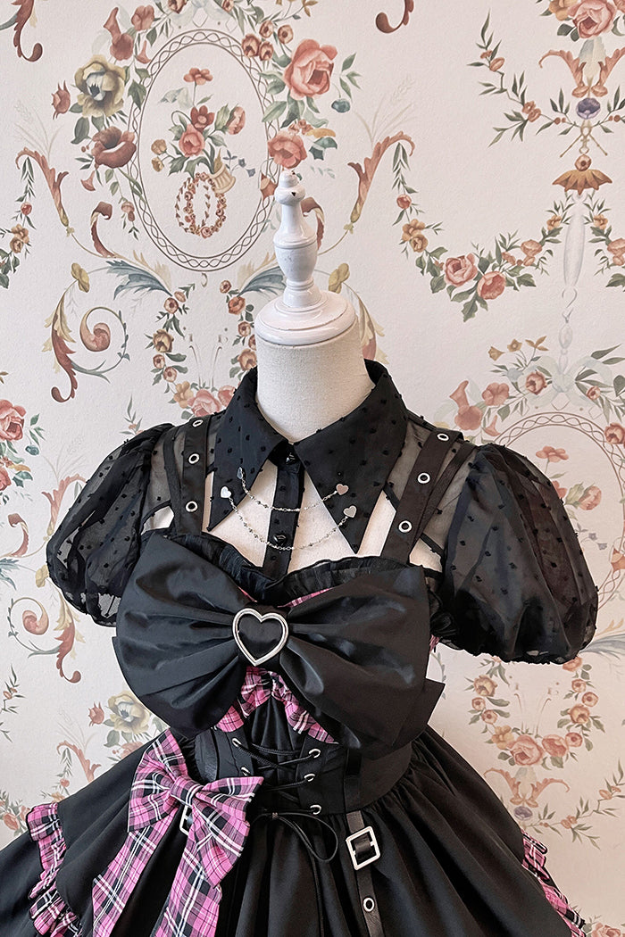 Alice Girl - Gothic Lolita Blouse Short Sleeve Black Shirt