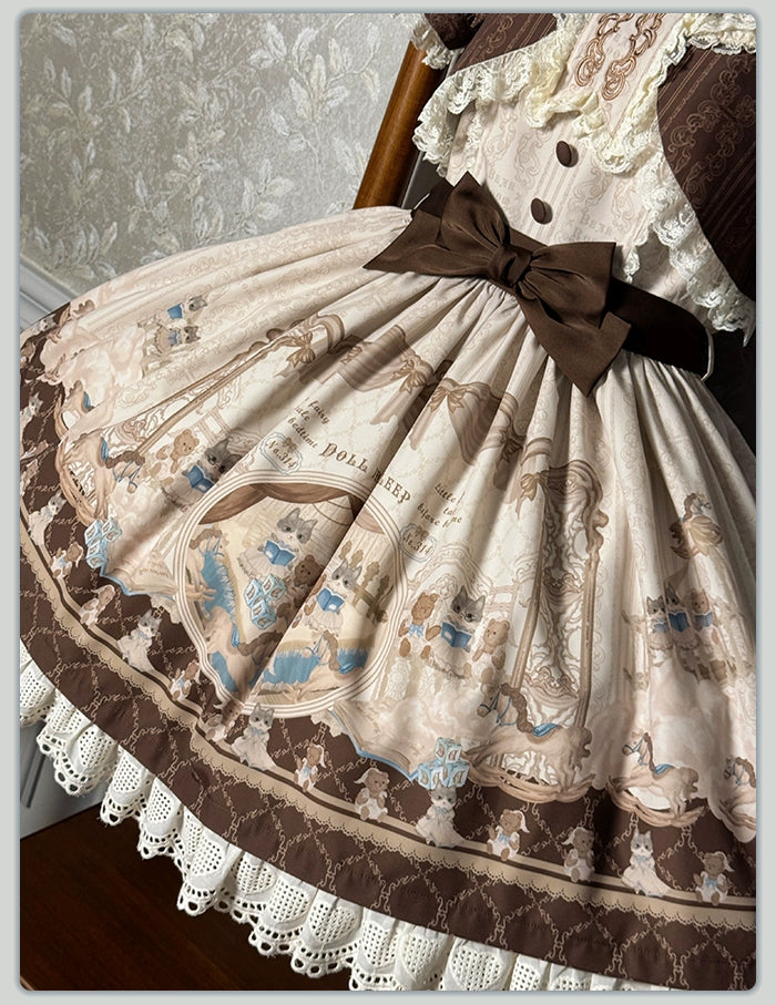 Alice Girl - Sea Salt Fairytale - Sweet Doll-like Lolita OP Animal Printed Lolita Dress