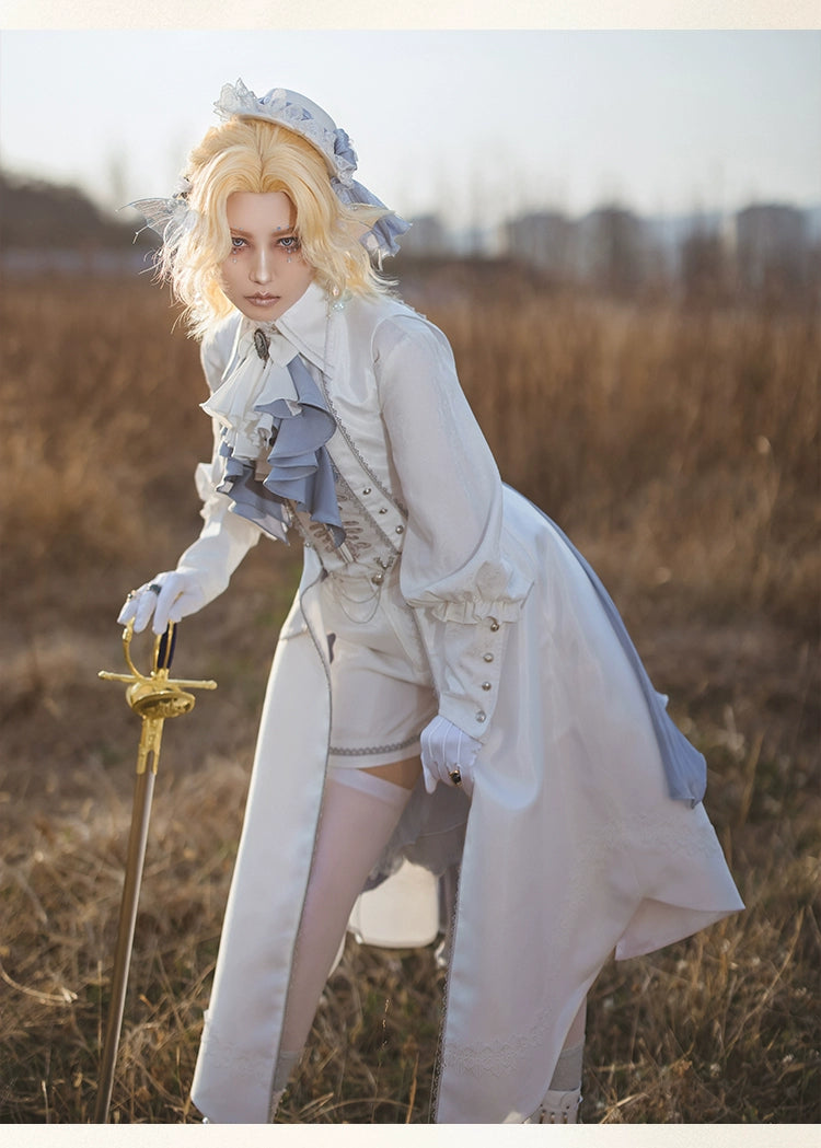 Forest Fluorescent Carps - Crumbling Skeleton - Ouji Lolita Vest Fishbone Embroidery Prince Pants Suits