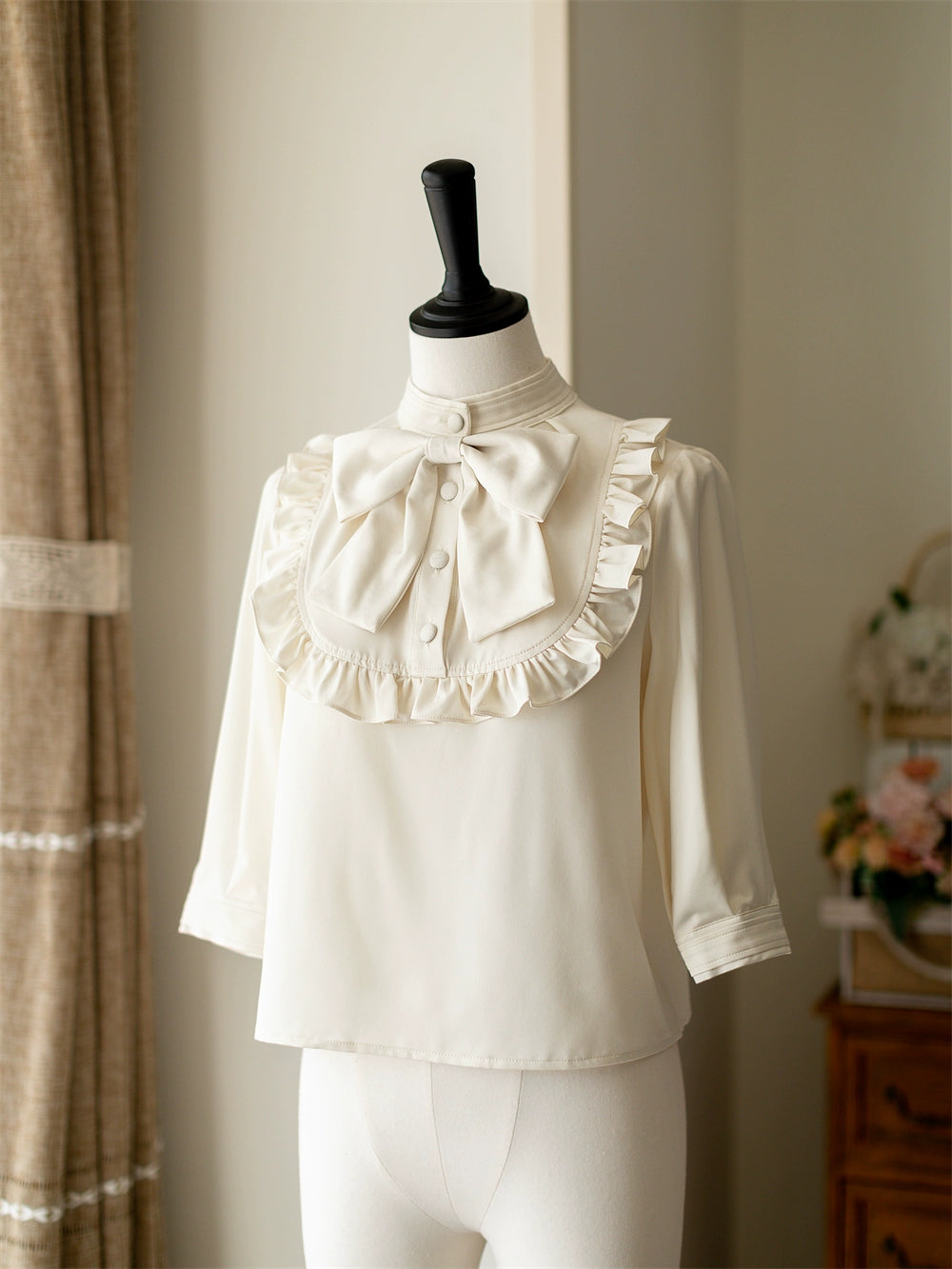 Forest Wardrobe - Eternal Echo - Sweet Lolita Skirt Classic Daily Lolita Blouse S Ivory white blouse (pre-order / ship out in 30 days)