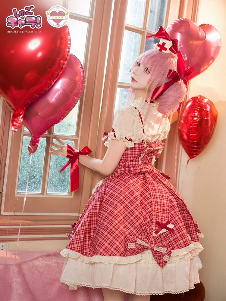 Confession Balloon - Red Plaid Cake Skirt - IP Collab Lolita Plaid JSK Dress