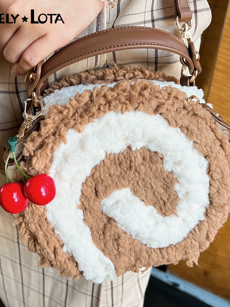 LovelyLota - Little Swiss Roll - Cute Plush Lolita Bag, Adjustable Crossbody Strap