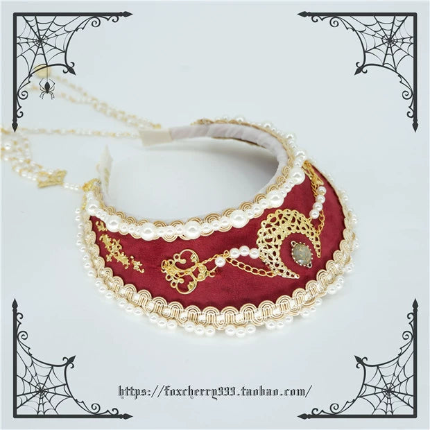 Fox Cherry--Lolita Palace Retro Head Ornament Hair Crown red (chain is detachable)