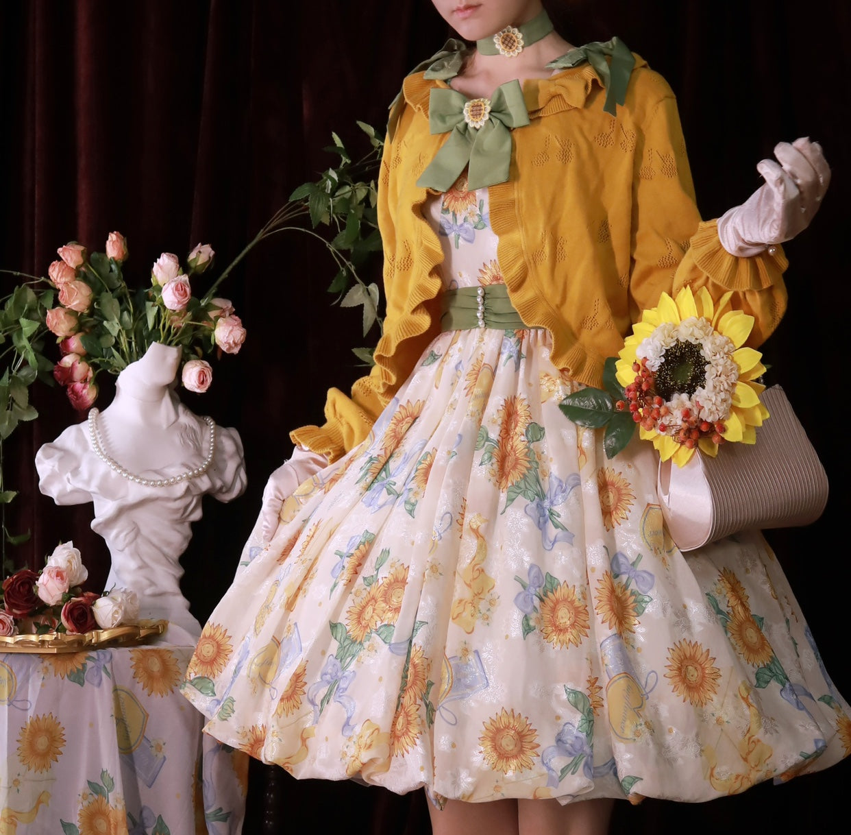 Akiyama Future Studio~Sunflower Print Lolita JSK Dress in Breathable Light Fabric 42790:753459