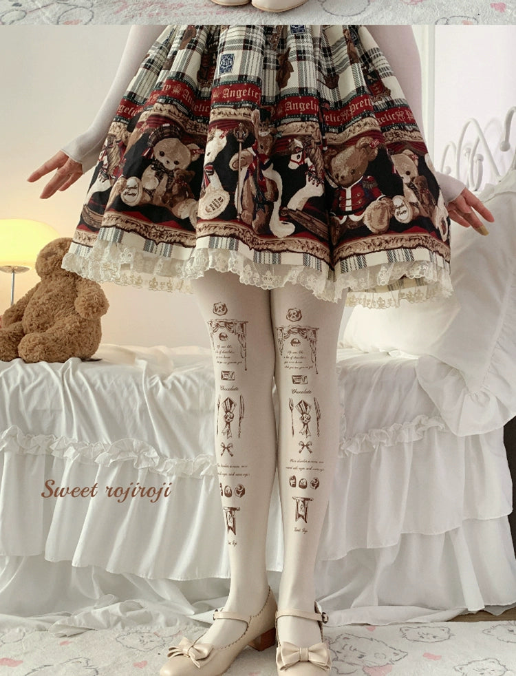 Roji Roji - Kawaii Lolita Pantyhose Velvet Print Stockings