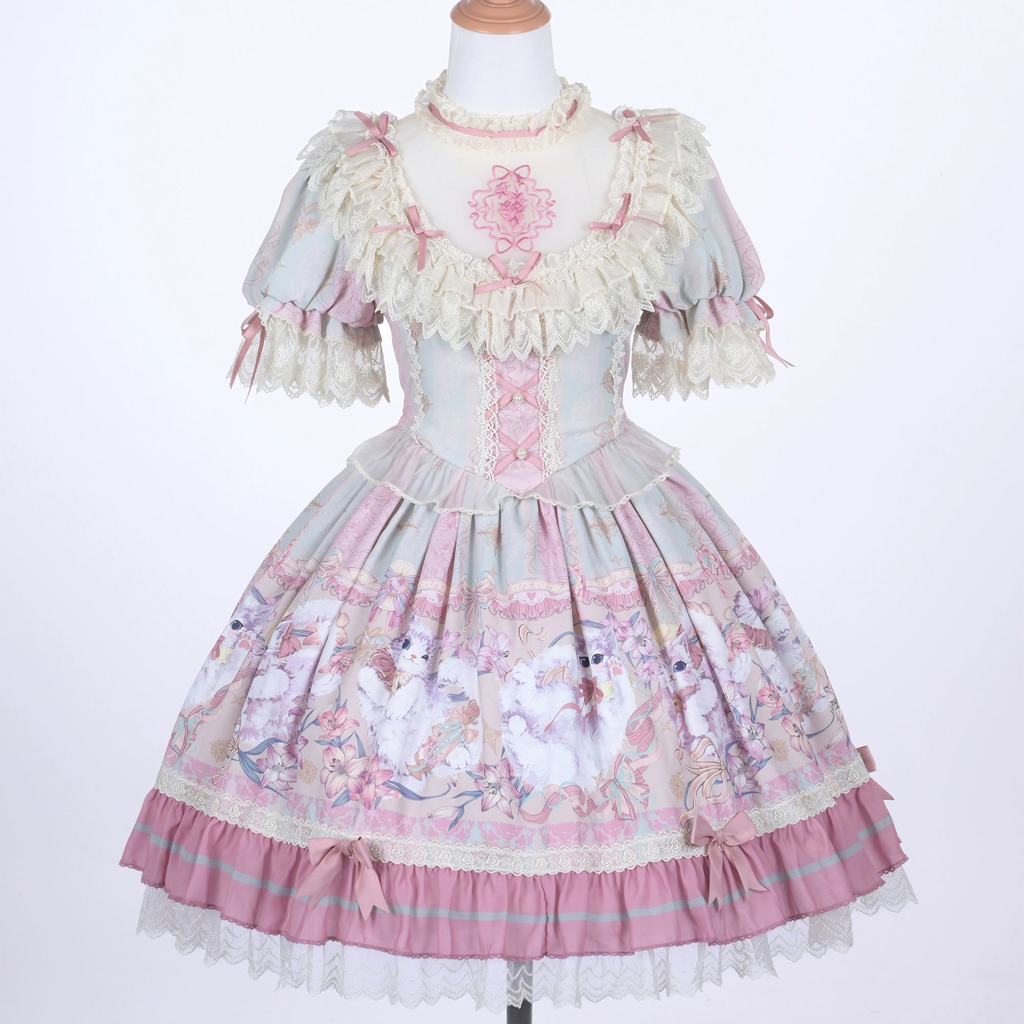 Bolero~Liliana Cat~Sweet Lolita Gorgeous OP Dress with Soft Lace & Organza (L M S XL XS) 42986:760541