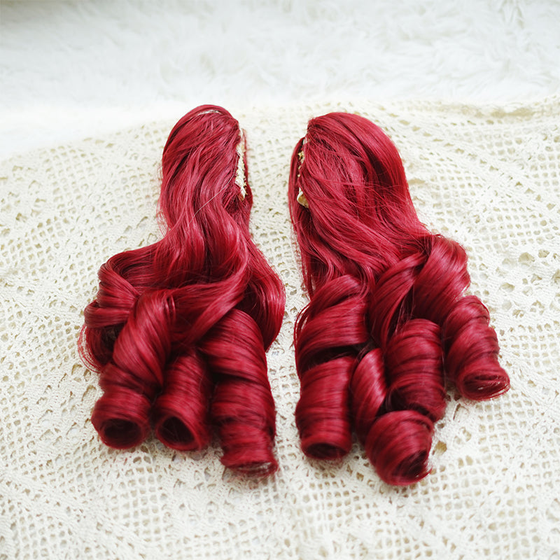 Imperial Tea - Daily Lolita Wigs Roman Roll Wig Ocean red Roman curls with double ponytails