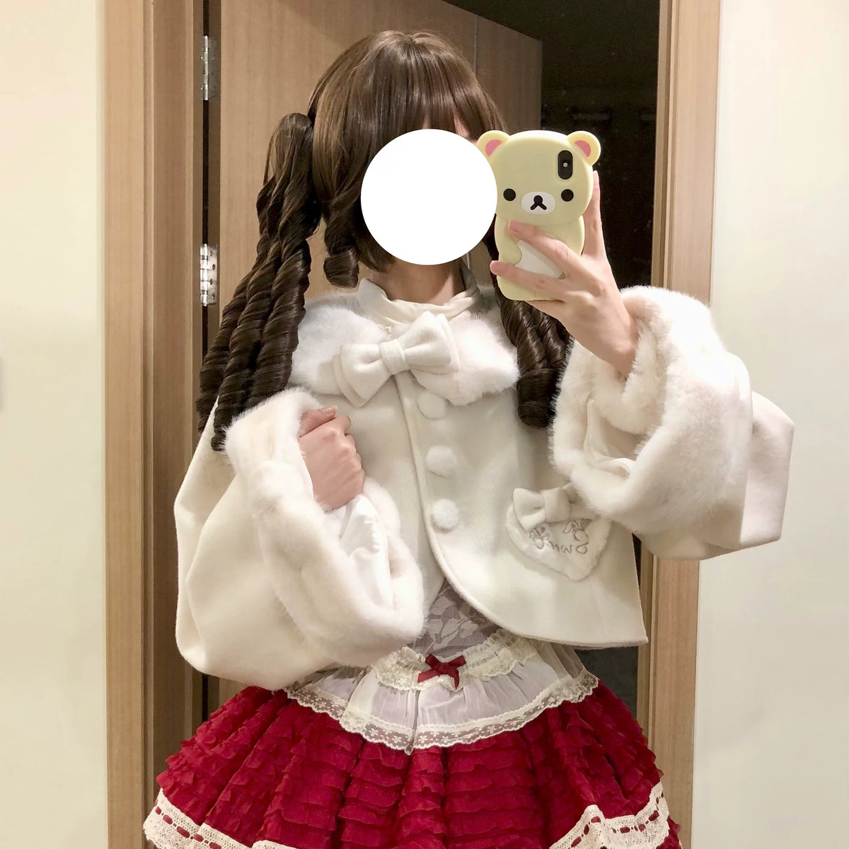 Rabbit Heart Knot - Sweet Lolita Winter Short Coat, Detachable Bunny-Ear Collar 45891:866849