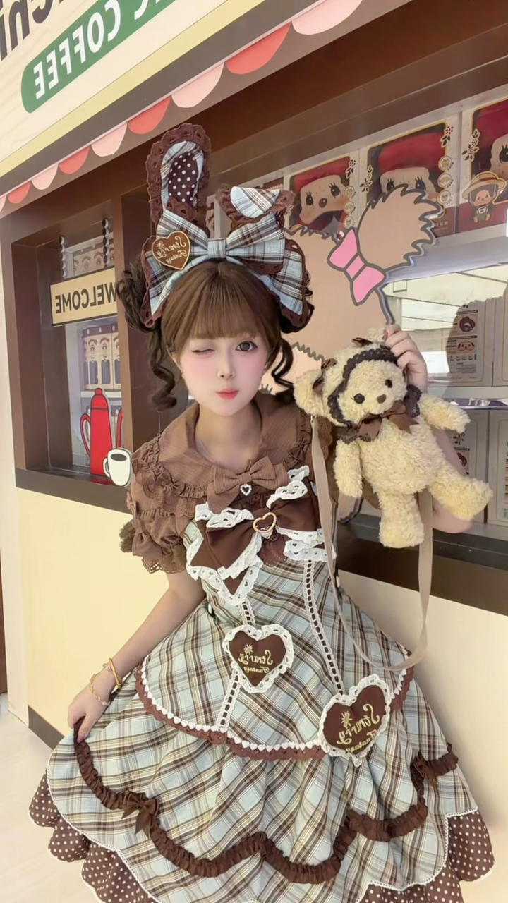 Shibuya Sweetheart - Plus Size Old School Lolita Plaid JSK & OP Dress S Blouse Only Pre-order
