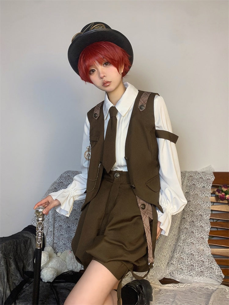 Letters from Unknown Star - Detective Rabbit Kiri - Spring Ouji Lolita Outfits Backpack Pants and Vest