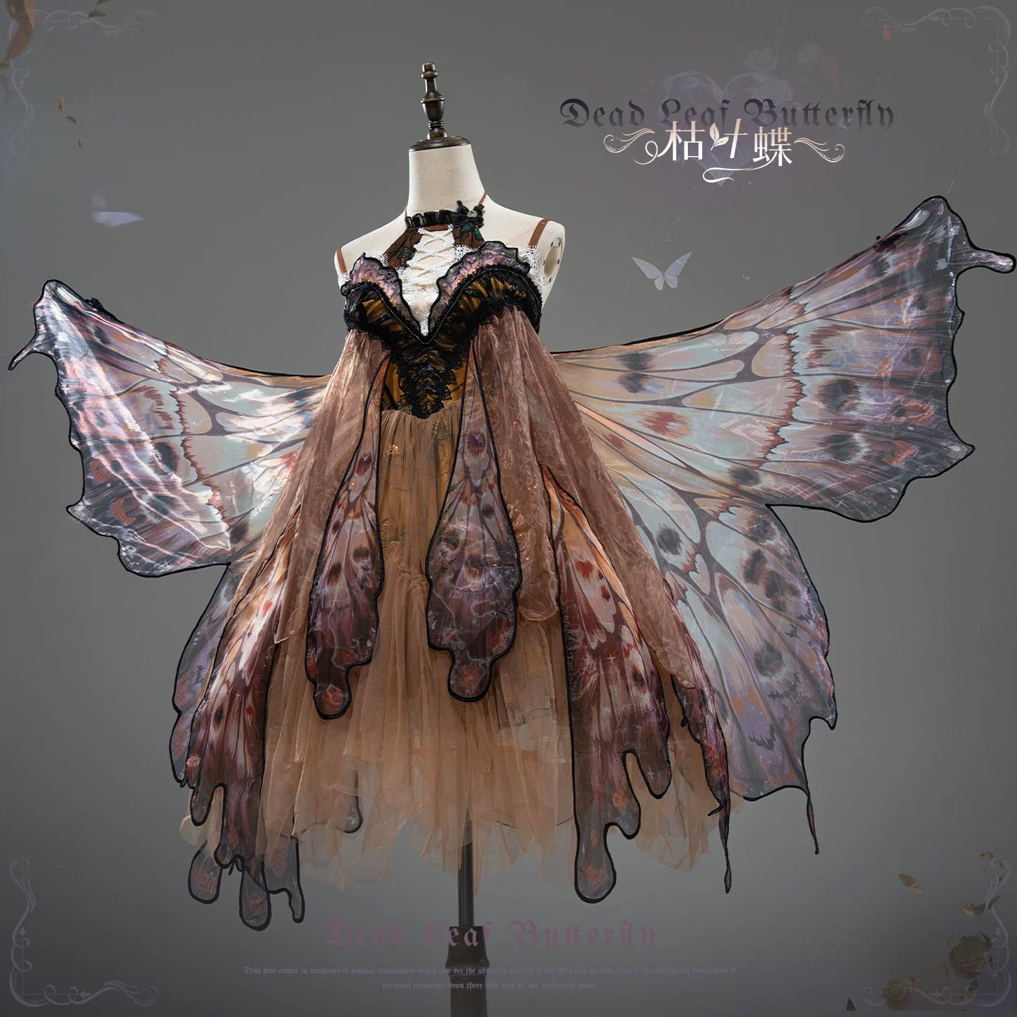 Urtto - Dead Leaf Butterfly - Chiffon Gothic Lolita JSK, Irregular Tiered Skirt 44352:804248