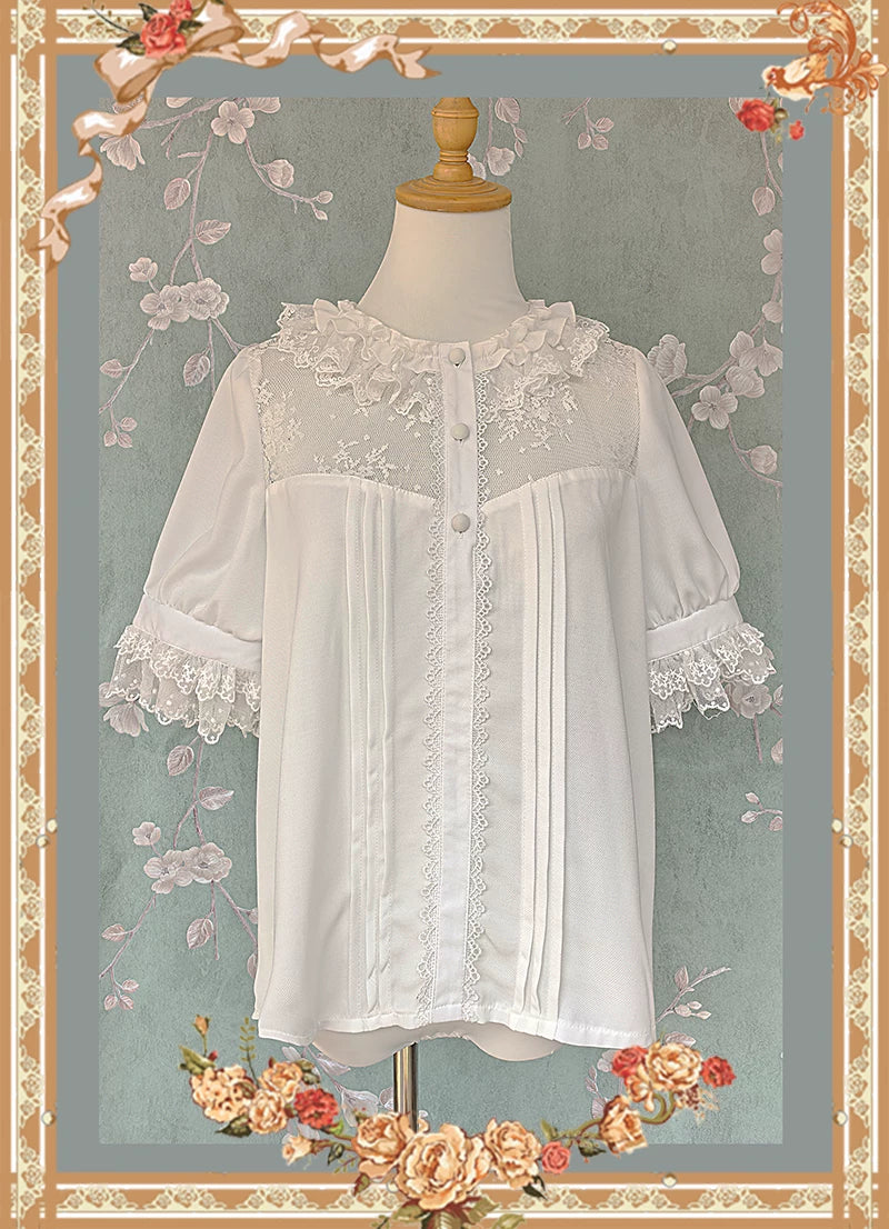 Mirror Doll - Old School Lolita Tiered Hem JSK with Polka Dot Lace (L M S XL) 45540:853711