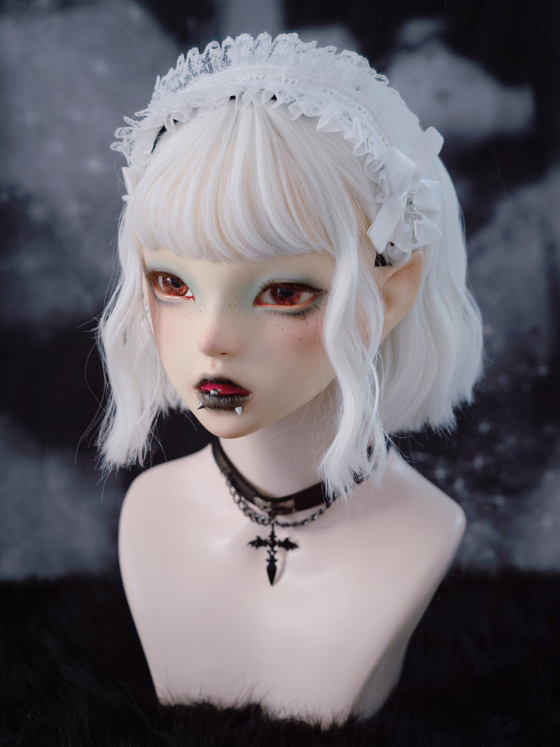 Strange Sugar - Gothic Lolita White Ruffle Hairband white