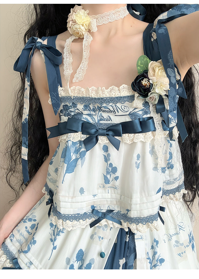 NanShengGe - Mulberry Poem - Country Lolita Printed Dress with Cardigan Set 42513:742846