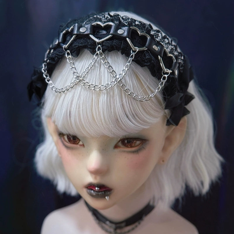 Strange Sugar - Gothic Handmade Lace Headband, Heart & Chain Decoration 43728:783719