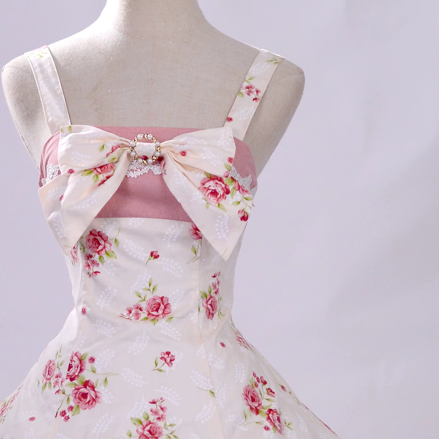 Rose Spring Romance - Cotton Old School Lolita JSK Dress, Floral Print