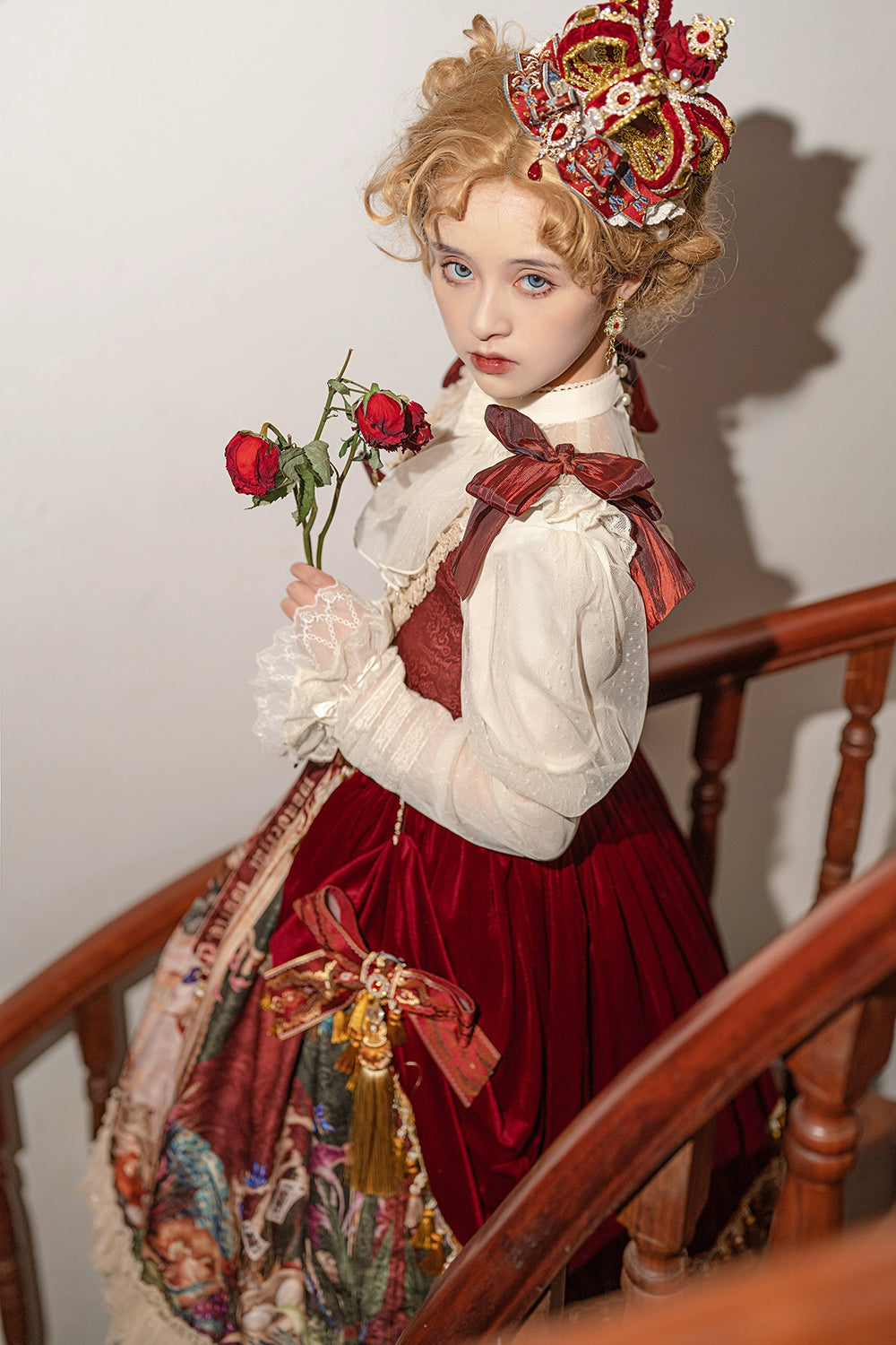 Miss Point~Kaleidoscope~Classical Lolita Shirt Dot Gauze Detachable Puff Sleeve Blouse Customized 35392:488818