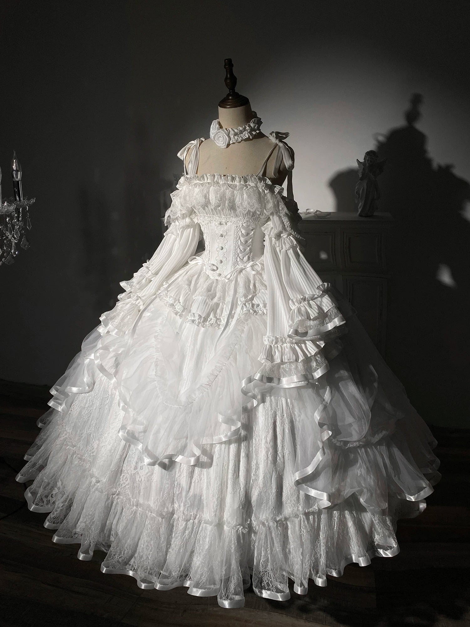 Saint Lily - Wedding Lolita Hime-Sleeve Dress, Off Shoulder