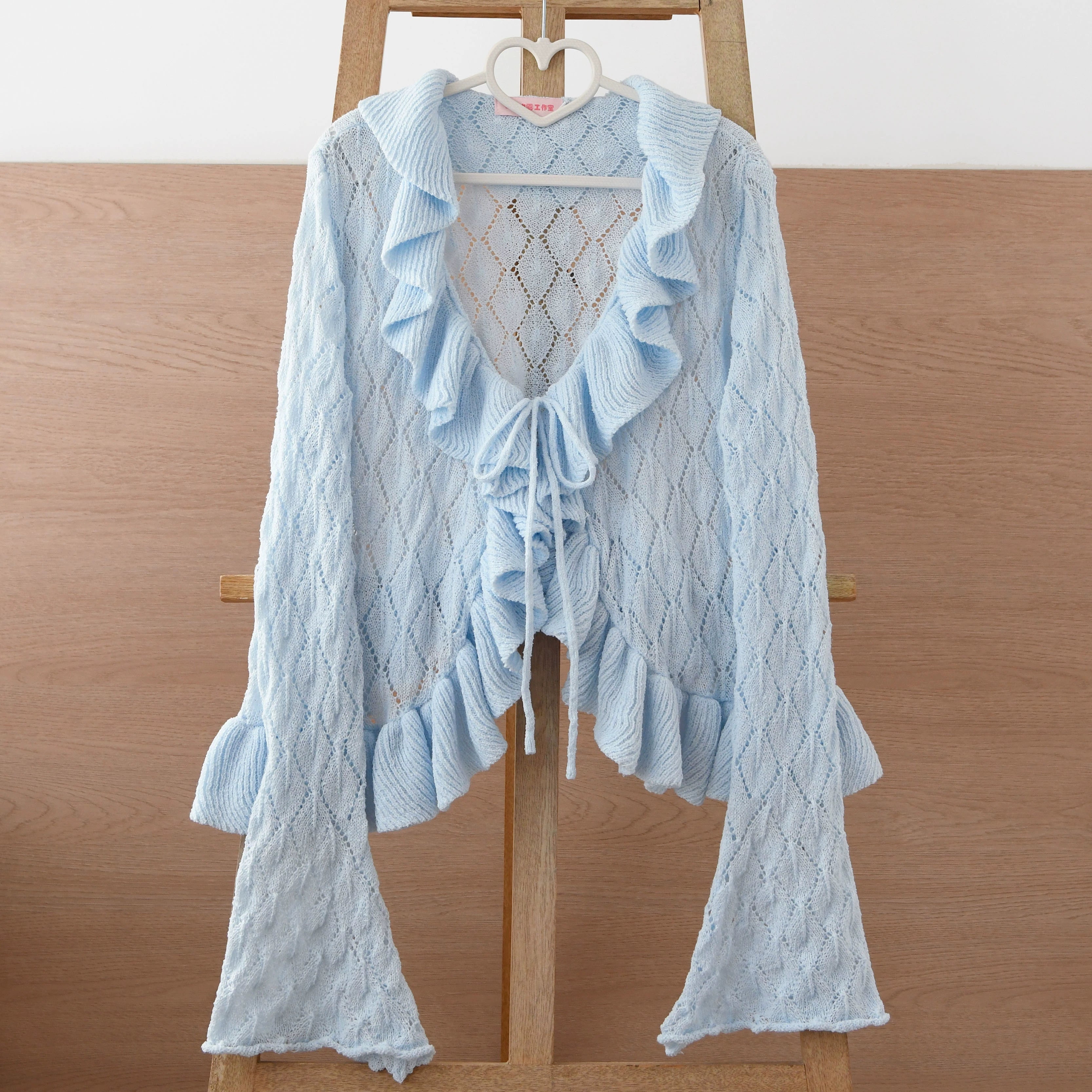 MIST - Sunset Bouquet - Elegant Lolita Cardigan, Flounce Hem (Blue / L M S) 43794:785614