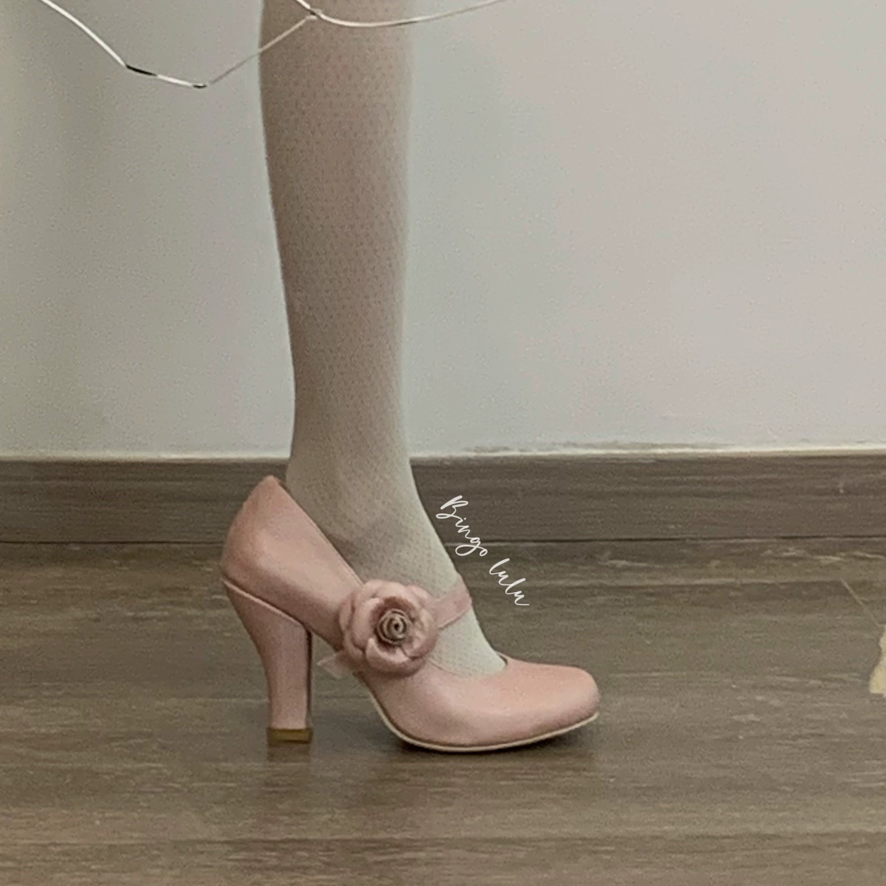 Bingo Lulu - Retro Sweet Lolita Shoes Mary Jane Lolita High Heels 34 Satin pink