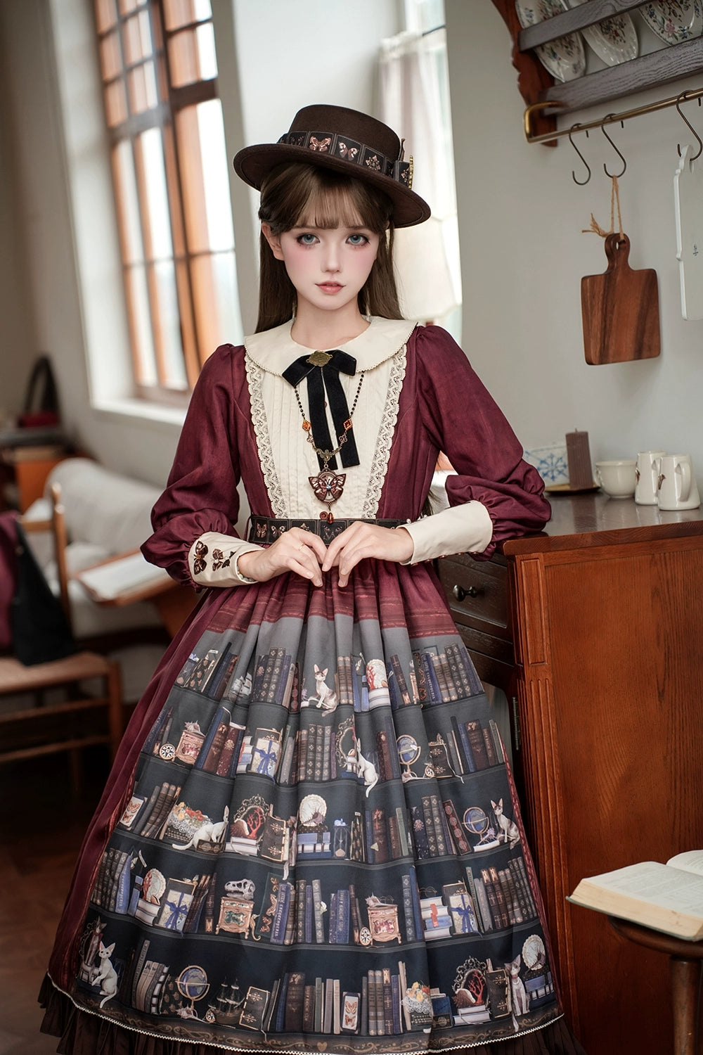 Miss Point - German Bookshelf - Classic Lolita Headdress, Socks, Necklace, Brooch 44024:792086