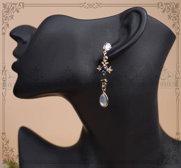 Classic Lolita Necklace & Earrings, Artificial Pearl Rhinestone