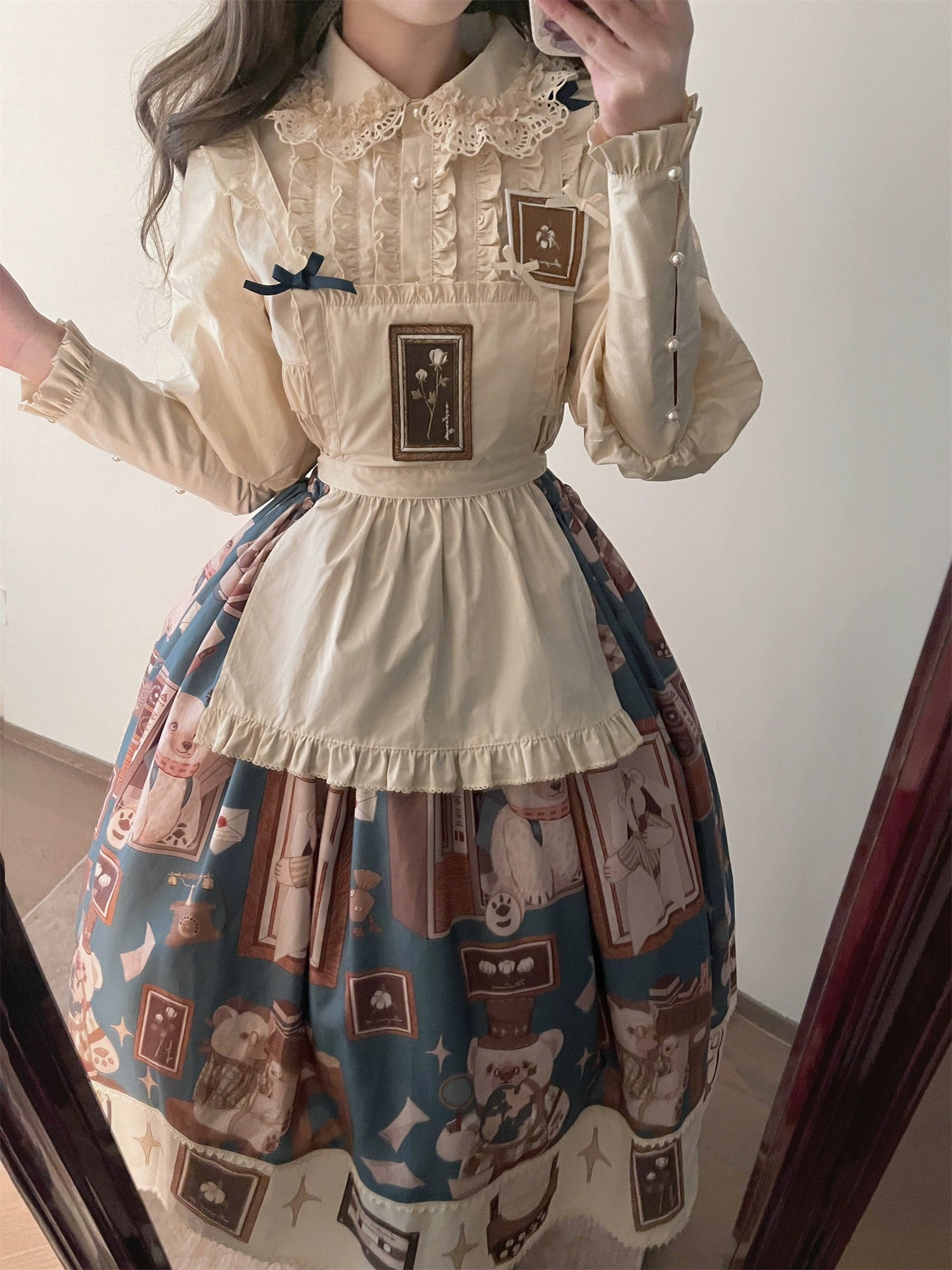 Babyblue~Gretel Bear~Vintage Lolita Dress Teddy Bear Prints Dress 33574:430576