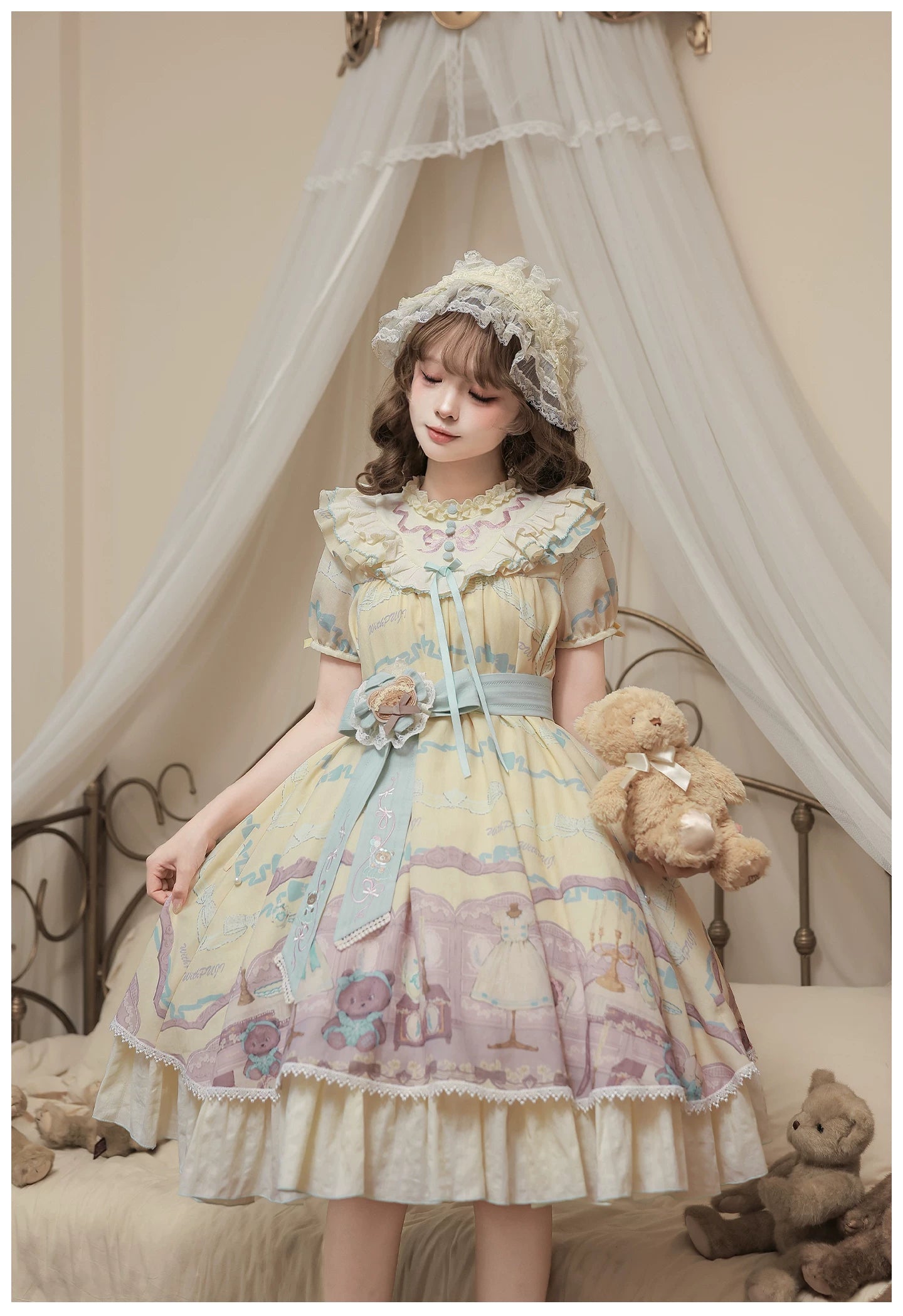 Brown Dollhouse SP - Kawaii Lolita Dollhouse Printed OP Dress with Embroidery 45551:855811