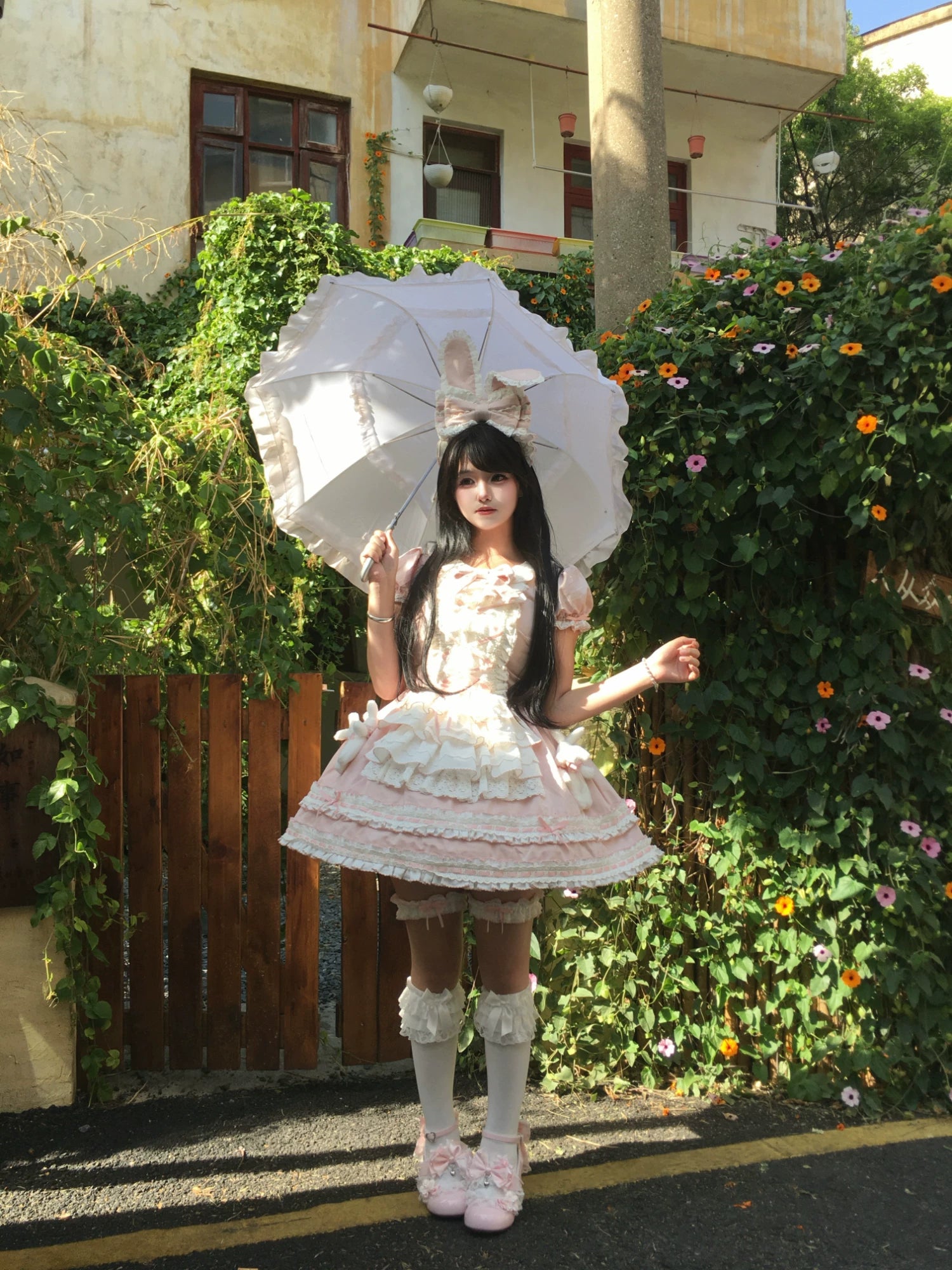 Coco Bunny - Cotton Old School Lolita OP Dress, Bunny Decoration 45380:845406