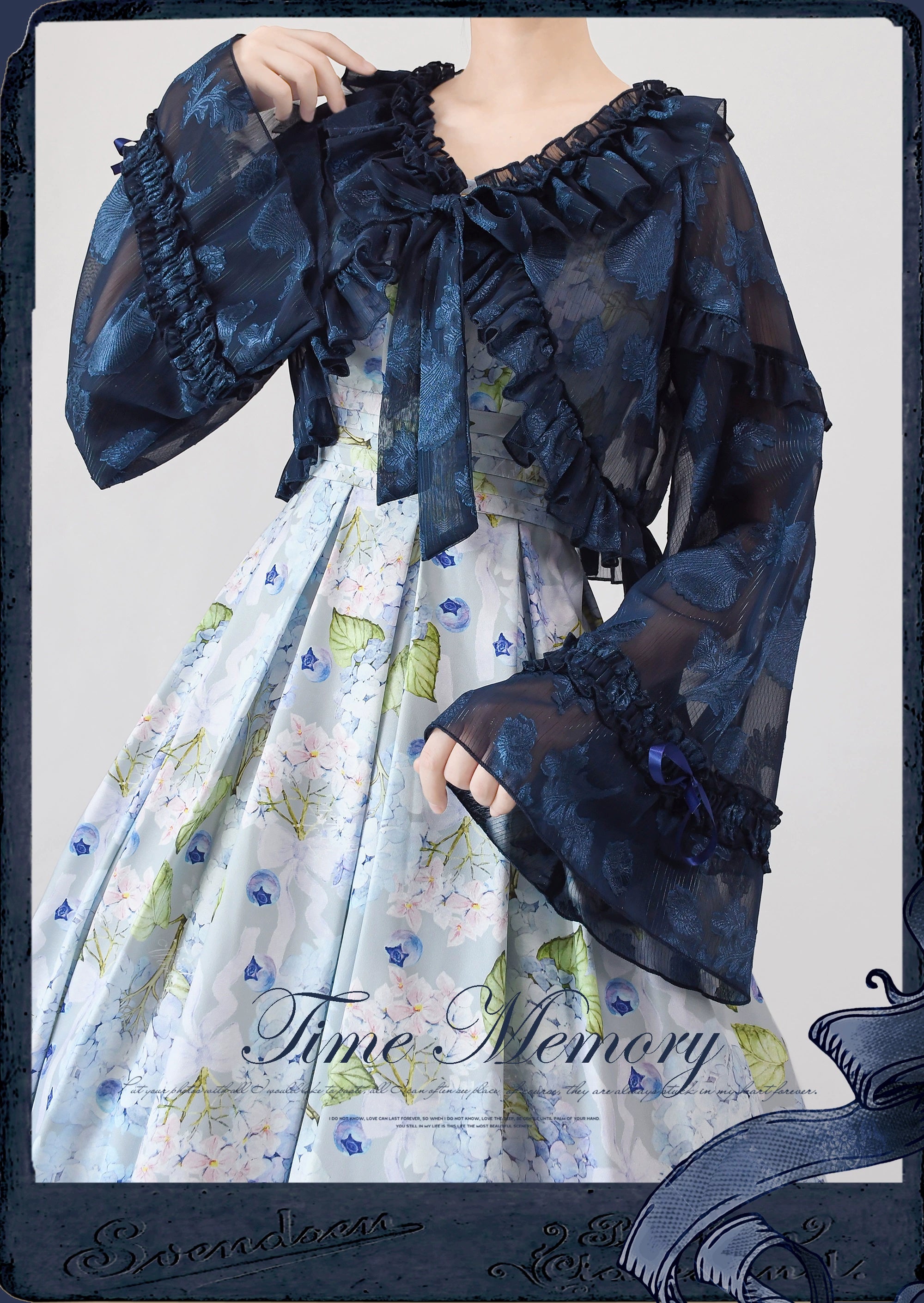 Time Memory~Xianbei~Sweet Lolita Chiffon Lantern Sleeve Cardigan with Bow 34598:463052