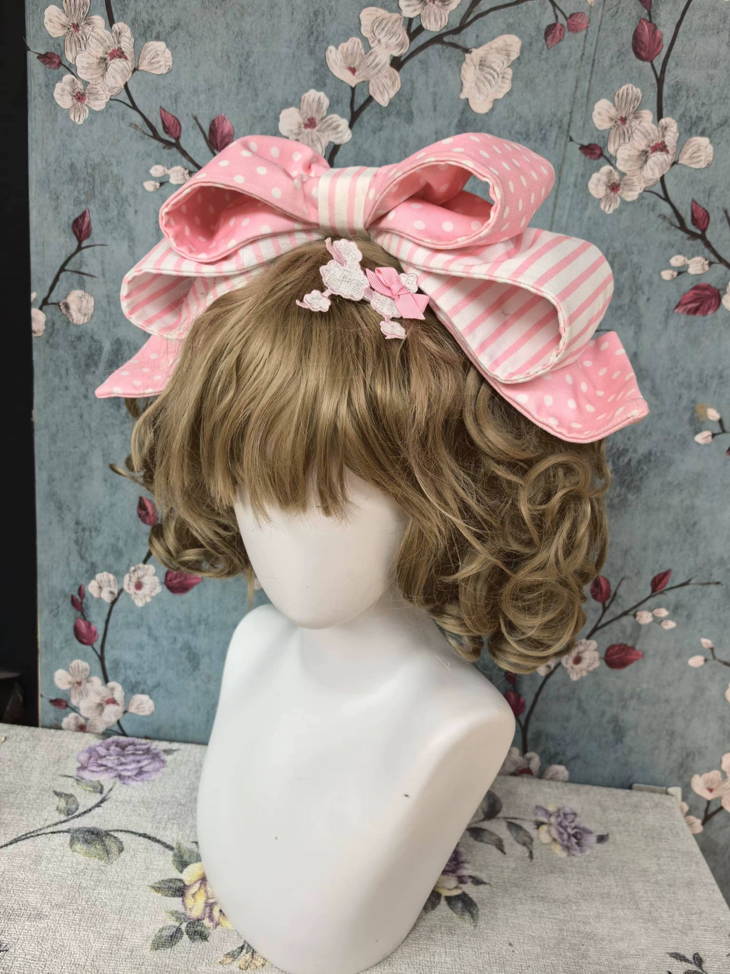 Poodle - Polka Dot Old School Lolita OP Dress, Poodle Embroidery (M) / 2XL L M S XL) 44354:804712