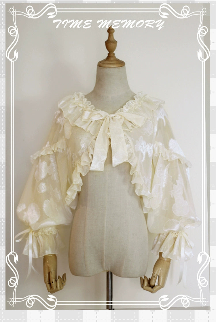 Time Memory~Xianbei~Sweet Lolita Chiffon Lantern Sleeve Cardigan with Bow 34598:463110