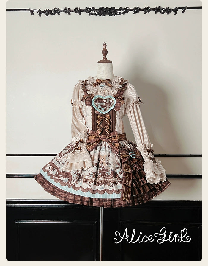 Alice Girl - Bear Chocolate Bar - Kawaii Lolita JSK & Salopette Dress 43851:787058