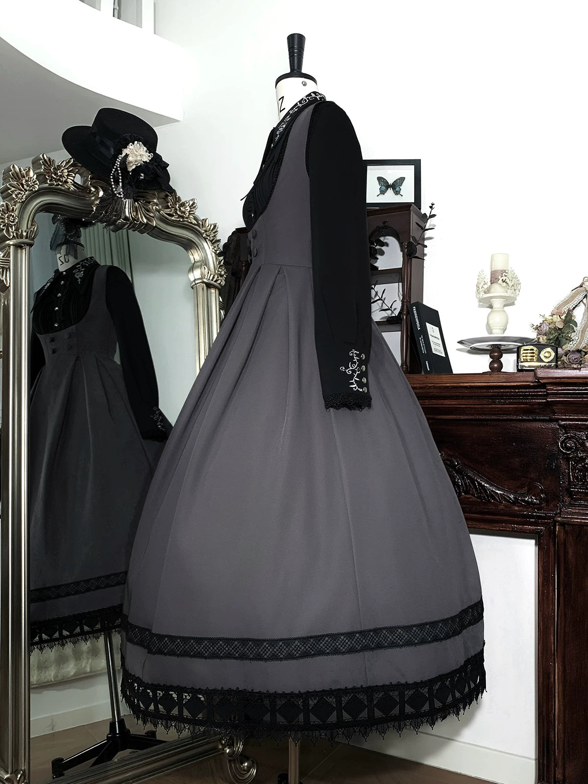 Serenade - Bust-Supporting Elegant Lolita JSK Dress, Three Length Styles 44419:807320