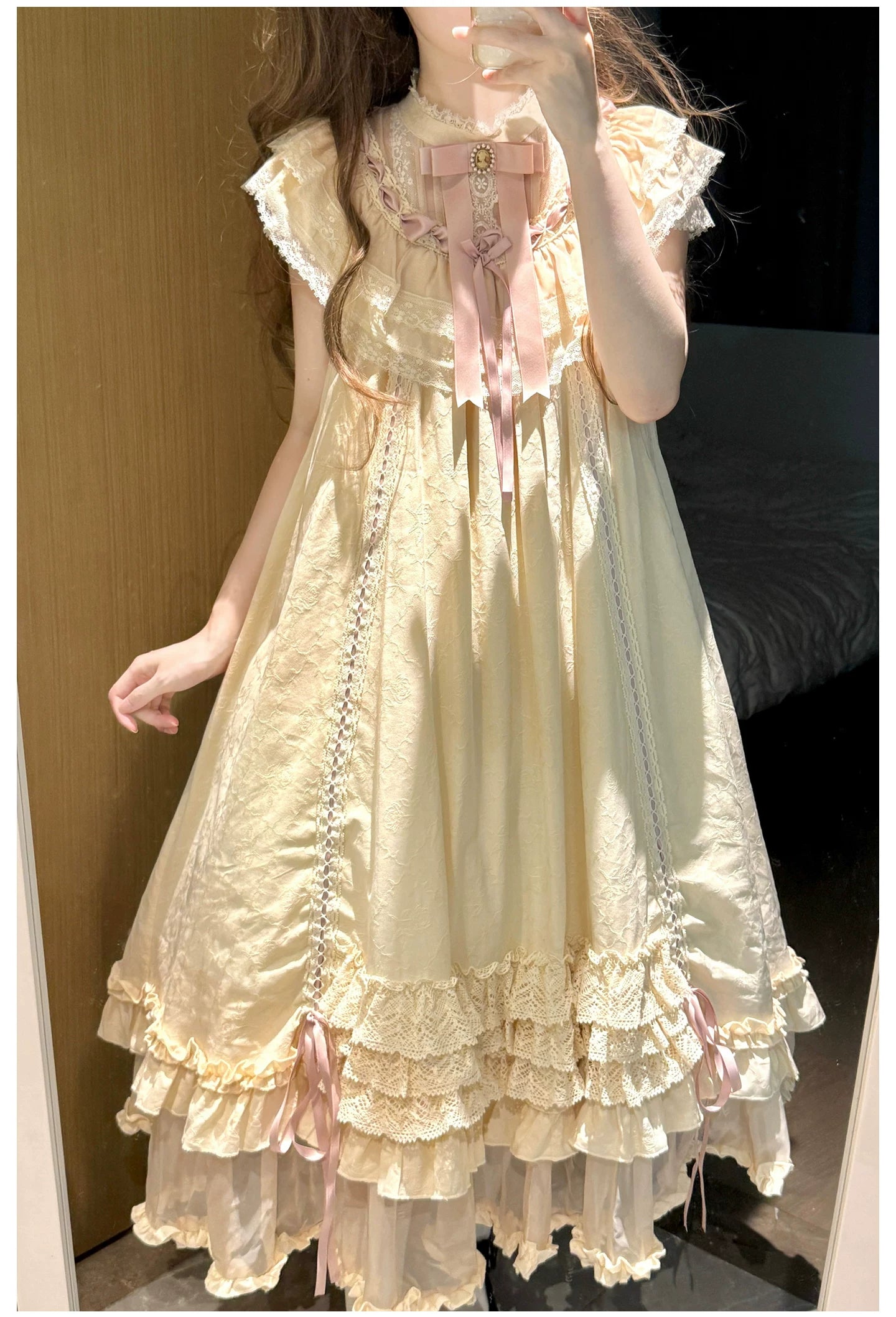Lily's Dream - Cotton Lining Classic Lolita OP, Drawstring Liftable Hem 45539:854811