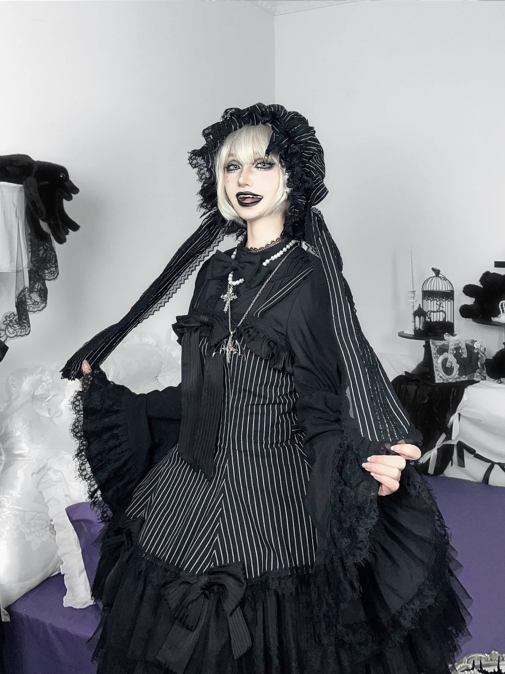 Frozen in time - Bunny Fantasy - Gothic Lolita JSK Dress Princess Sleeve Shirt (L M S XS) 41862:716500
