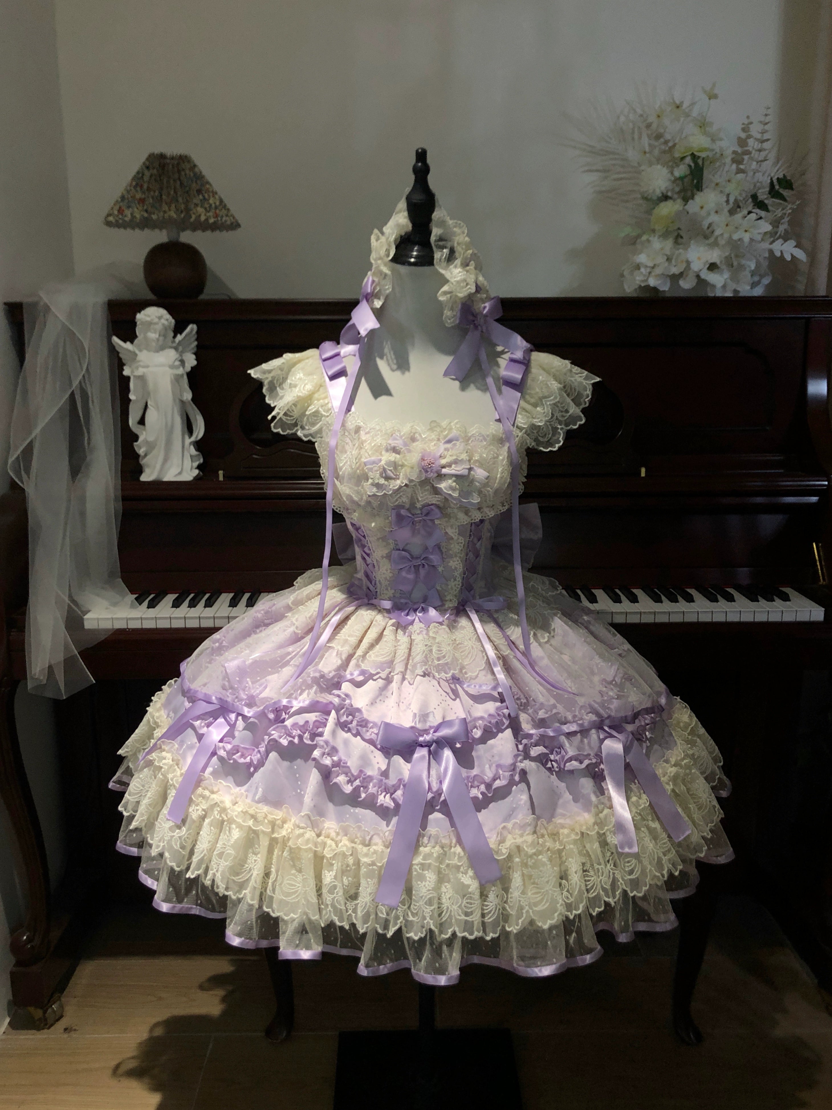 Sugar Girl - Dream Whisper Butterfly - Ballet Style Sweet Lolita JSK, Adjustable Strap (L M S) 43515:784219