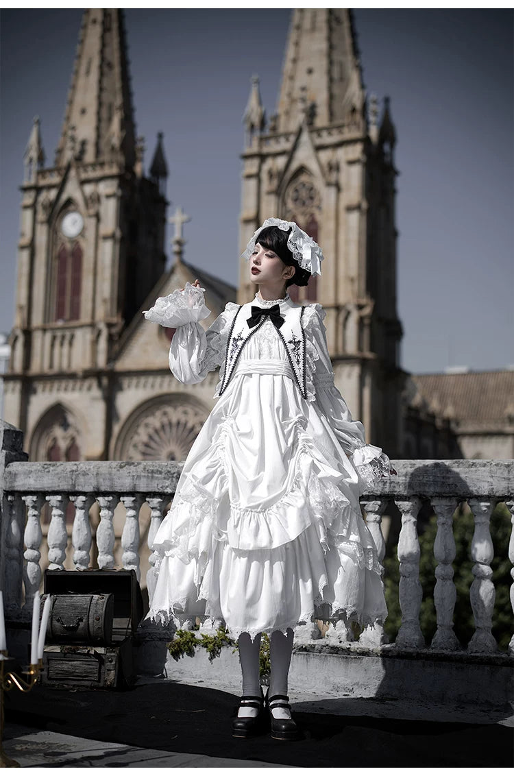 Dawn Bell & Dusk Song - Gothic Lolita Velvet OP Dress, Back Zipper