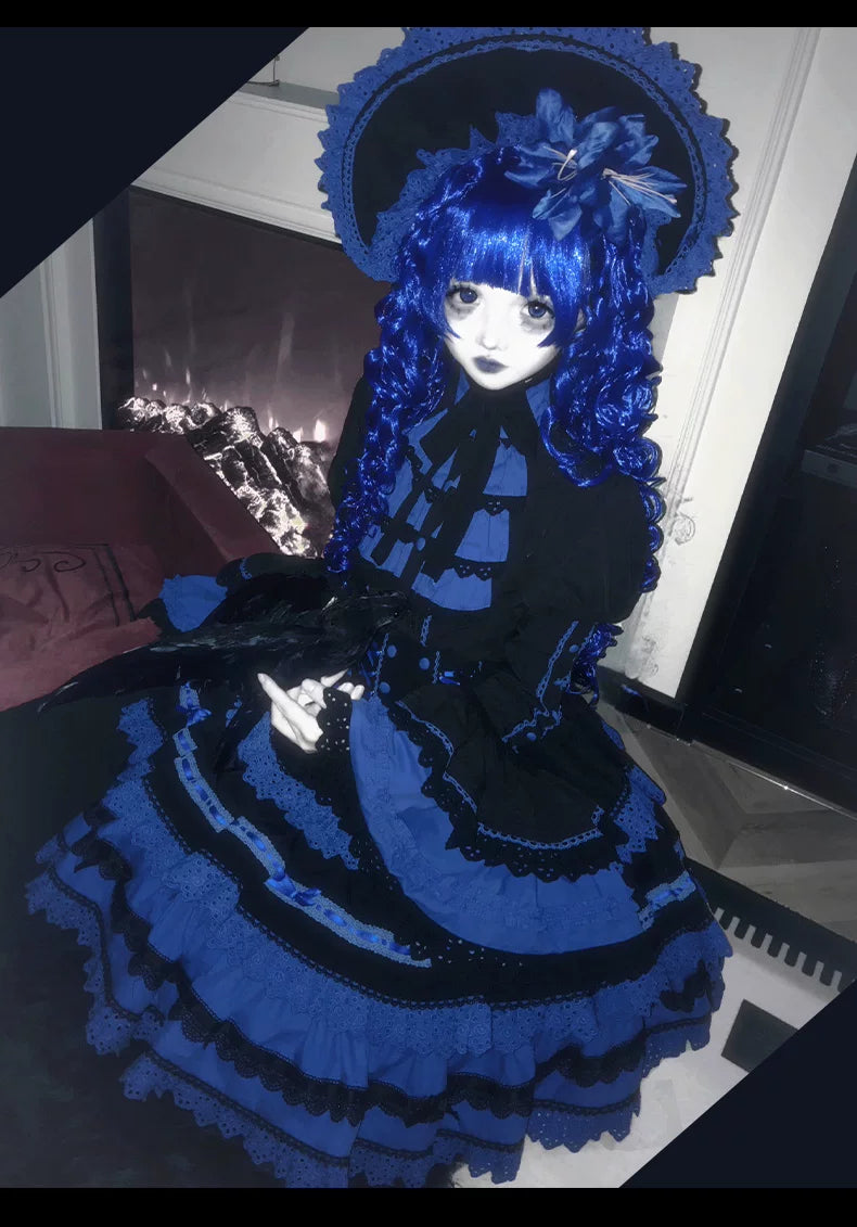 Nightmare - Gothic Lolita Ruffled Blouse and Tiered Skirt Set 45439:852796