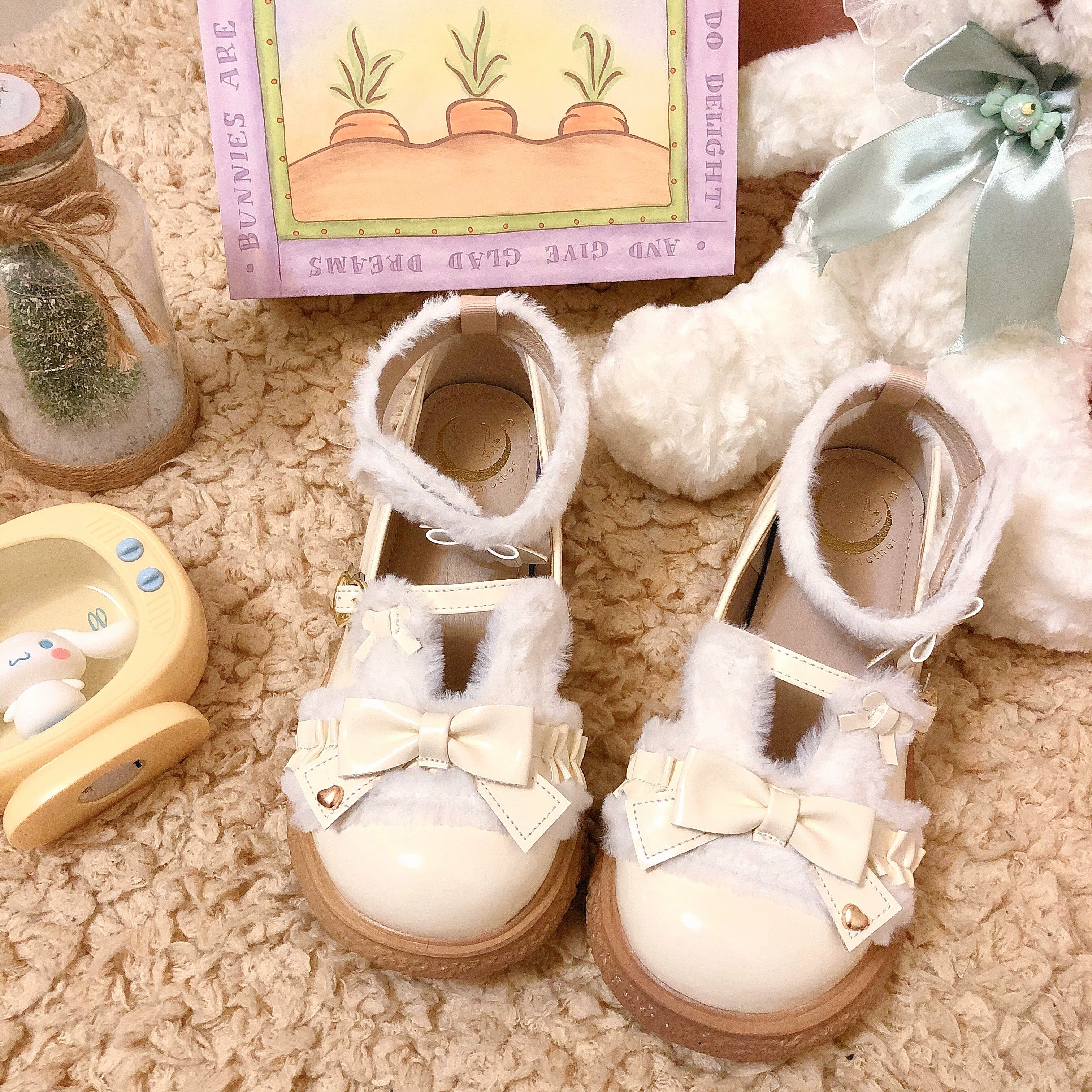 Fairy Godmother~Winter Girly Lolita Shoes Lolita Ankle Strap Shoes 32692:401950